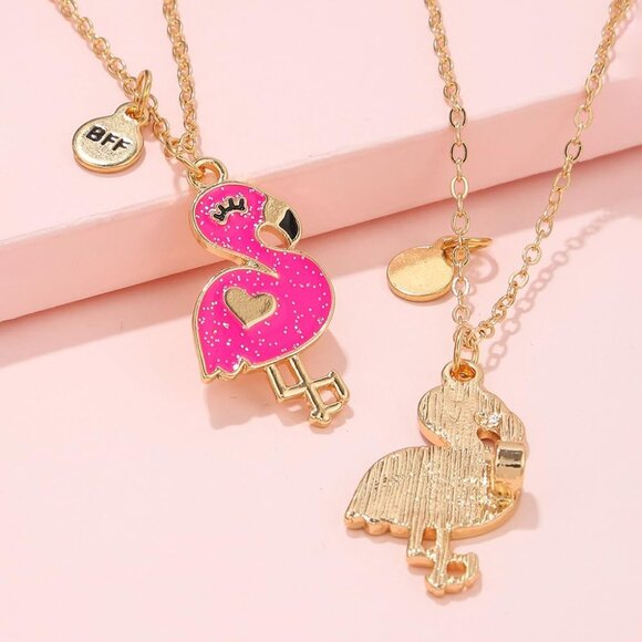 Women's Flamingo Cute Pink Temperature Sensing Matching Couple Charm Necklace - Picture 5 of 5